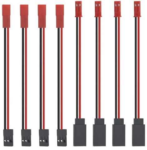 BGTXINGI 4Pairs JST to JR Connector Cables, 8pcs, 10cm, 22AWG, Suitable for RC Plane, Helicopter, Car