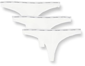 Calvin Klein Strings Femme Lot de 3 Modern Logo Tangas, Blanc (White/White/White), L