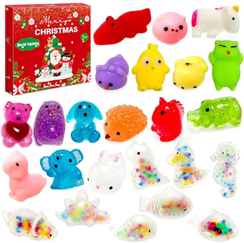 Lubibi Adventskalender 2025, Mit 24 Squeezable Animals Adventskalender, Countdown-Kalender, Weihnachtsüberraschung Mystery Set, Socken-Füllung, jungen mädchen Geburtstag Weihnachtsfeier Geschenke