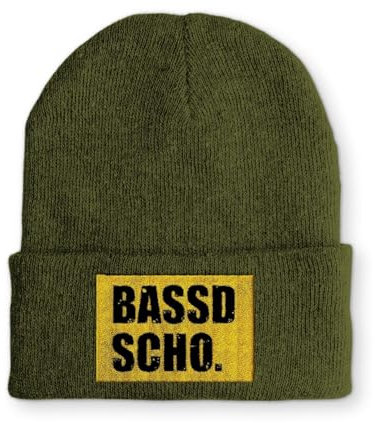 tshirtladen Beanie Mütze Bassd Scho. Statement Wintermütze, Farbe: Olive