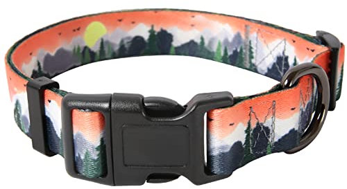 HEELE Hundehalsband, Hunde Halsband für Welpen Kleine Mittlere Große Hunde, Gemustertes Hundehalsbänder Verstellbares, Komfort, Robustem HundeHalsband, Sonnenaufgang, M