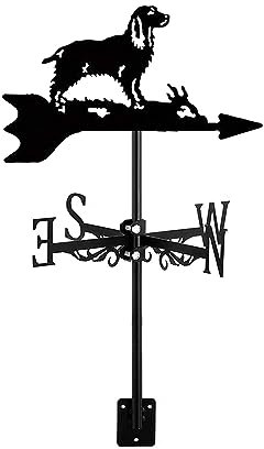 ANCNA-U Weathervane Dog Ornament Wind Vane Animal Metal Roof Garden Direction Sign Weathercock Outdoor Farmhouse Decorative Wind Measuring Tool Directional Indication, Field Spaniel