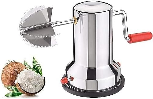 KRISHANA EXPORT STORE Grattoir à noix de coco en acier inoxydable avec base sous vide – Machine à râper à noix de coco, broyeur, broyeur, hachoir – rouleau manuel