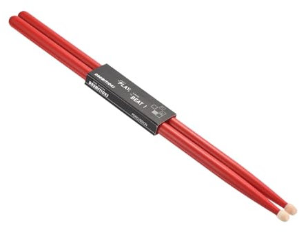 QUARKZMAN 1 Paar Ahornholz Drumstick mit rutschfestem Griff 7A Rote Klassische Drumsticks Holzspitze für Schlagzeug Musikinstrument Percussion