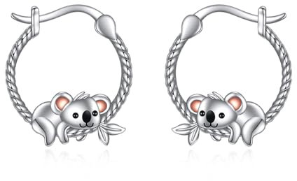Koala Creolen Ohrringe Sterling Silber Niedliches Tier Koala Ohrringe Schmuck Geschenke für Frauen