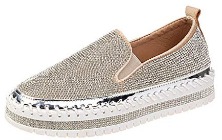 Shoes Women Ballet for Women Flat Shoes for Women Women Solid Color Casual Lace-Up Sport Shoes Breathable Single Shoes Ballet Pumps Shoes Ladies Wide Fit Loafers Women (Silver, 4)