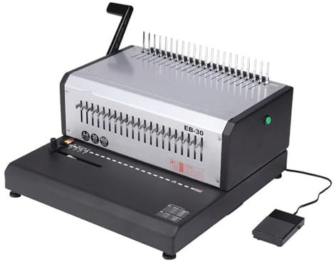 BINGNU Bindemaschine, Buchbindemaschine, Elektrische Kammbindemaschine EB-30 A4-Stanzmaschine 21 Löcher Gummiringclips Dual-Use-Bindemaschine für Büro und Heimgebrauch