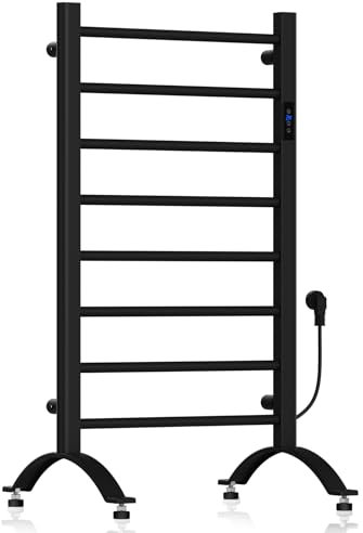 MalTec Badheizkörper Heizkörper BH200W Handtuchtrockner Thermostat Schwarz 80/90 * 50cm LCD Timer freistehend, Wand, ohne Flüssigkeit