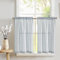 TOPICK 2er Set H 115 x B 65 (cm) Gestreifte Scheibengardinen Leinen Gardinen mit Streifen Küchenvorhang Blickdicht Kurz Küchengardinen für Küchen Esszimmer Badezimmer Klein Fenster Blau auf Beige