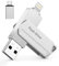 Pendrive para iPhone 512GB MFi Certified 3 en 1 Memoria USB 3.0 Lightning Memoria Externa Tipo C para iPhone/iPad/iOS/Android/Mac/PC - pendrive movil (Plata)