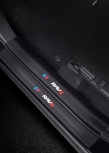 4 Stück Auto Einstiegsleisten Schutzfolie für Toyota RAV4, Auto Carbon Fiber Türschwelle Pedal Aufkleber Willkommen Pedalschutz Schwellenaufkleber Kratzfest (RAV4)