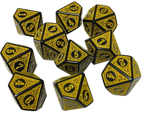 Teegxddy 10 Pezzi Set di Dadi Poliedrici Dadi Poliedrici a Due Colori compatibili con Dungeons And Dragons DND Role Playing Pattern(oro)