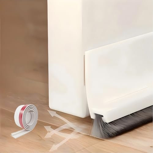 Midslinee 2 Pezzi 100cm Bianco Paraspifferi per Porte, Paraspifferi porta blindata, Guarnizione a Spazzola per Porte, Paraspifferi Sottoporta, door seal