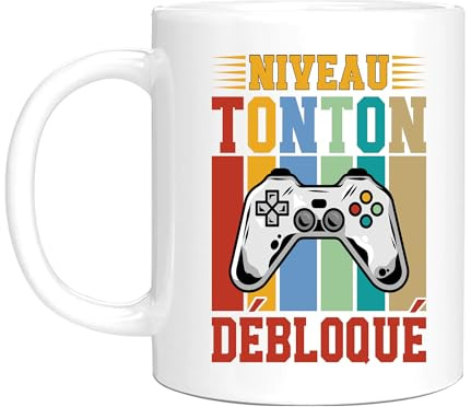 HALUMI Mug Futur Tonton Tasse Originale Niveau Tonton Débloqué Idée Cadeau Humour Geek Pour Super Oncle Noël Anniversaire Annonce Grossesse Enceinte Homme Frère Mug En Ceramique Bicolore 330ml 440ml