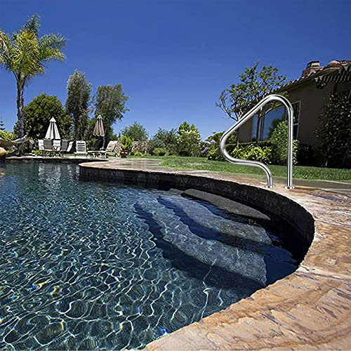 XPSDEPO Pool-Handlauf, 31,5 x 31,5 3-Bogen-Pooltreppengeländer für den Einstieg in eingebaute Pools, Sicherheits-Rutschfester Swimmingpool-Handlauf aus Edelstahl, mit komplettem Montagezubehör