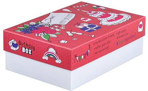 FALKEN Original StoryBox BIRTHDAY. 120 mm hoch DIN A4+ Made in Germany. Geschenkbox mit Deckel. Ideal für Erinnerungen, Fotos, Geburtstag, Bilder, Basteleien Aufbewahrungsbox Schachtel Allzweckbox