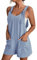 Linen Dungarees for Women UK Summer Casual Sleeveless Rompers Loose Adjustable Strappy Short Overalls Jumpsuits Warehouse Deals Clearance Returns Blue