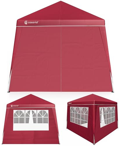 CASARIA® Pavillon Pop-Up 3x3m inkl. 4X Seitenteile Farbauswahl UV-Schutz 50+ inkl. Tasche wasserdicht faltbar Faltpavillon Zelt Festival Capri Rot