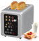 Tostadora Inteligente De 2 Listas con Pantalla Táctil, 6 Tipos De Pan Y 6 Configuraciones De Sombra, Temporizador Digital, Alerta De Sonido, Descongelación, Tostadora De Cocina De Acero Inoxidable