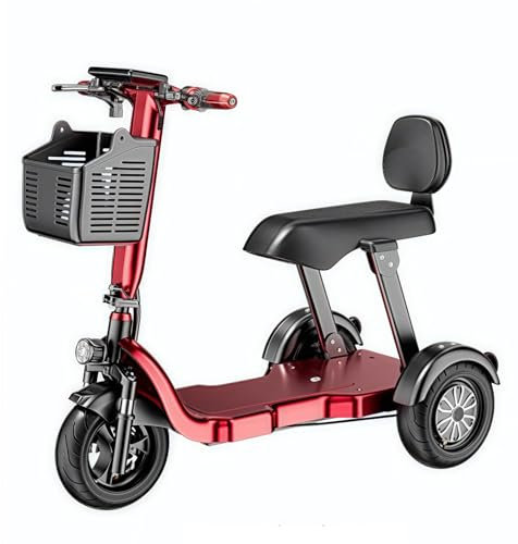 Elektrisches Dreirad Für Den Hausgebrauch, Kleine Größe, Abholen Und Bringen Für Kinder, Ältere Menschen, Roller Für Damen Und Kinder, Faltbares Batterieauto Red,10A