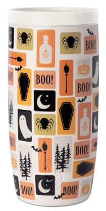 Simple Modern Halloween-Reise-Kaffeetasse, 360°-Deckel, 473 ml, Briefmarken | Voyager Keramikgefütterter isolierter Kaffeebecher aus Edelstahl, Eiskaffeebecher, Becher mit Deckel