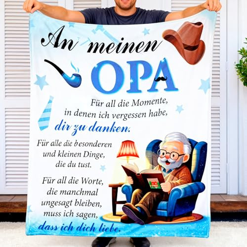 HOWAF Opa Geschenk, Opa Decke Kuscheldecke Flauschig, Geburtstag Jahrestag Weihnachten Geschenk, B