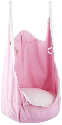 Pod-Schaukelsitz, verbesserter sensorischer Schaukelsitz aus Baumwolle, Hängesessel mit aufblasbarem Kissen und sämtlichem Zubehör, Tragkraft 120 kg, for Erwachsene und Kinder im Innen(Pink)