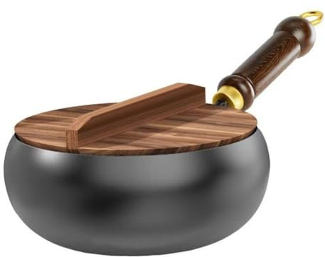 Gettimore Hand Forged Iron Pot with Big Belly Design, Cast Iron Frying Pan for Induction and Gas Stoves, 26.5 x 13.5 x 27.5 cm, Black