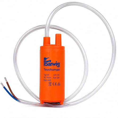 Bomba Sumergible BARWIG 12V 10L/min para Camper y Caravana | Bomba de Agua Silenciosa para Fregadero, Ducha y Depósito | Bajo Consumo | Fabricada en Alemania