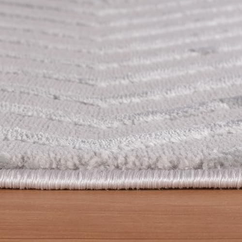 KADIMA DESIGN Kurzflorteppich 3D-Effekt Skulptural Pflegeleicht Waschbar Strapazierfähig Silber 80x150 cm Wohnzimmer Schlafzimmer Fußbodenheizung geeignet Schadstoffgeprüft Oeko-TEX | ILLER