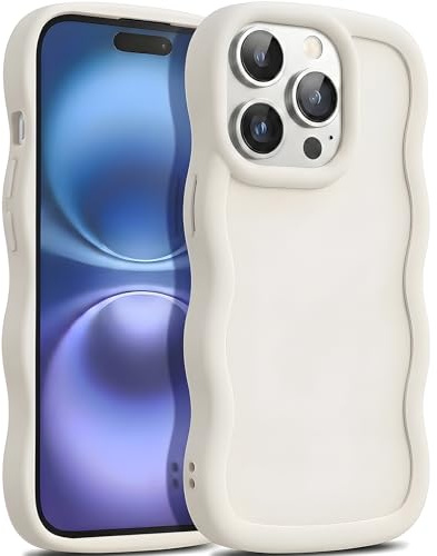 Ciciber Ttusy For iPhone 14 Pro Max Case (6.7 Inch), Smooth Curvy Wave Edge, Stylish Durable TPU Case, Solid Color Matte Shockproof Cover for Teen Girls and Women, White