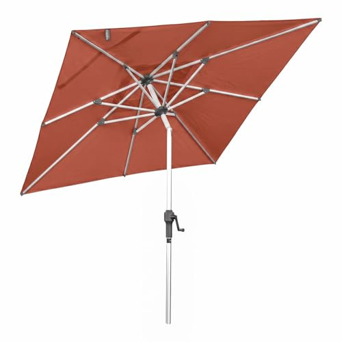 anndora Aluminium Sonnenschirm 2 x 2 m quadratisch - Sonnenschirm mit Kurbelsystem für Balkon, Garten Terrasse - Farbe Terrakotta