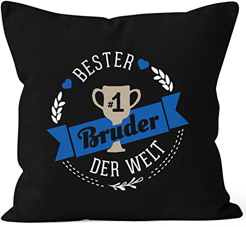 MoonWorks Kissenbezug Bester Bruder der Welt Geschenk für Bruder Baumwolle schwarz 40cm x 40cm