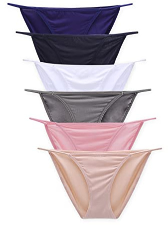 Buankoxy Women's Low-Rise String Bikini Panty Stretch Briefs(5,Multi Colors)