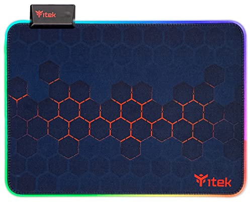 Itek E1 Gaming-Mauspad, RGB, 350 x 250 x 3 mm, höchste Präzision, waschbar, rutschfest, Premium-Materialien, RGB-Beleuchtung mit 12 Modi - Schwarz Rot, ITMPE1RGBL, L