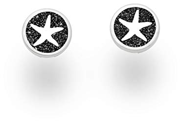 DUR Ohrstecker Traum aus 925 Sterling Silber mit Lavasand veredelt, Schwarz, 8mm, O5059