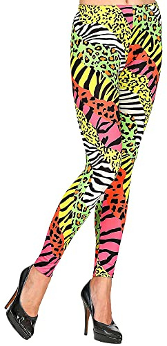 W WIDMANN MILANO Party Fashion - Leggings années 80, 80s, fièvre disco, mauvais goût, motif à rayures, fête à thème, carnaval