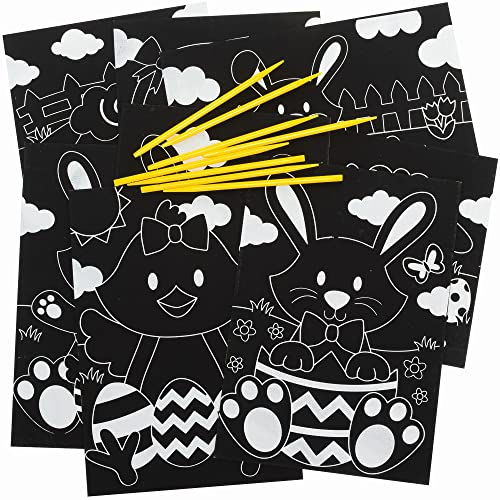 Baker Ross Ostern Kratzbilder für Kinder - 8er Pack, Gravierkunst Bastelset für Kinder (FC621)