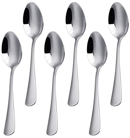 FOXAS Set di 6 Cucchiaini da tè, Cucchiaini in 304 Acciaio Inossidabile Alimentare, 13,5 cm Piccola Cucchiaio per Dessert Yogurt caffè, Serie Bon Appétit