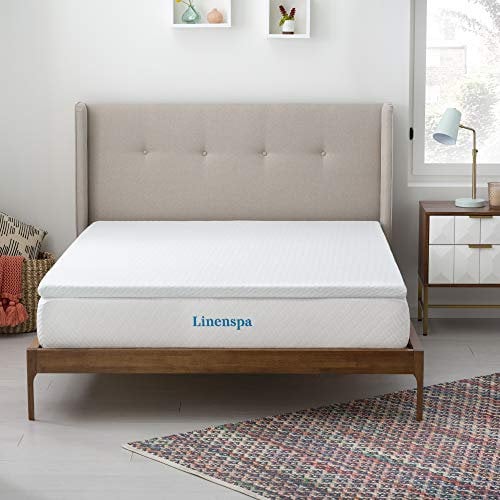 Linenspa Matratzen Topper 160 x 190 cm, 5cm hoch – Matratzenauflage mit Gel Memory Foam und waschbarem Bezug mit Reißverschluss – Öko-Tex, Weiß