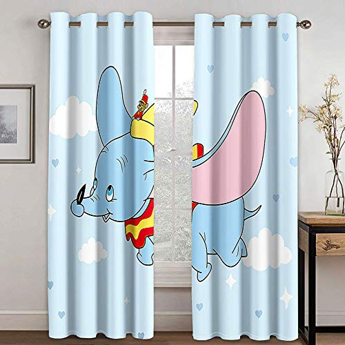 Verdunkelungsvorhänge Fliegen In Den Himmel Dumbo Ösenring Isolationsvorhänge Reduzieren Lärm, Für Kinderzimmer Schlafzimmer Wohnzimmer Dekoration 2St-140(W) X240(H) cm