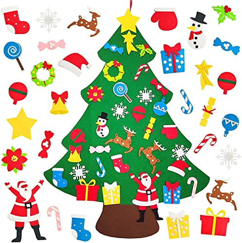 DIY Weihnachtsbaum, YHLZGOOD 100cm Hoch Filz Weihnachtsbaum Set Edition Wand Dekor Für Kinder Weihnachten Geschenk Weihnachtsspiel Home Tür Wand Dekoration