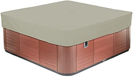 AMGJ Schutzhülle Rechteckige für Whirlpool 210D Oxford-Gewebe Garten SPA Abdeckung Wasserdicht Whirlpoolabdeckungen, Schutz vor Wind UV schützende, Beige,220x220x30cm