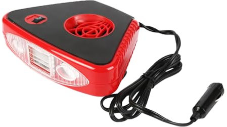 Riloer 150W 12V Autoheizung Elektrischer Heizlüfter Auto-Windschutzscheiben-Entfroster mit klappbarem Griff mit LED-Taschenlampe