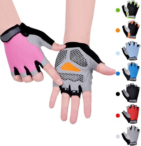 CubePlug Kids Boy Girl Cycling Climing Half Finger Gloves GEL Padded BMX Bike Fingerless Gym Antislip Grip Kids Children [SPI]