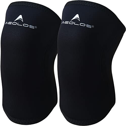 AEOLOS Kniebandagen (1 Paar), 7 mm Kompressions-Kniebandage, für schwere Heben, Kniebeugen, Fitnessstudio und andere Sportarten (pure black 4 XXL)