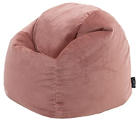 Icon Aurora Sitzsack Kinder, Rosa, Flauschiger Samtstoff, Sitzsack Samt mit Füllung, Bequemer Kinder Sessel, Kuschelsessel, Lese Sessel, Schlafzimmer, Kinderzimmer, Spielzimmer