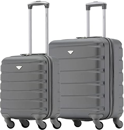 Flight Knight Koffer 2er Set Leichtgewicht 4 Rad ABS Hartschalenkoffer Handgepack 45x36x20cm + 56x45x25cm EasyJet Maximale Große Fur Uber Kopf & Untersitz Hartschalenkoffer Leichtes Handgepack Set