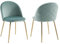 Vente-unique - Lot de 2 chaises - Velours et Acier Inoxydable doré - Vert Sauge - Melbourne - Salle à Manger
