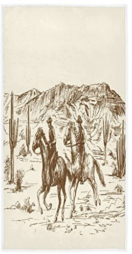 Wamika Cowboy-Handtuch, Westernwüste, Kaktus, Küche, Badezimmer, Wasserhahn, Handtuch, Bauernhaus, rustikale Fingerspitzen-Handtuch-Set, sehr saugfähig, Spa, 40.6x76.2 cm, Urlaubsdekorationen